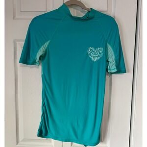 Cat & Jack Girls Rash Guard Swim Shirt XL TG 14 16 Turquoise Sun Protection